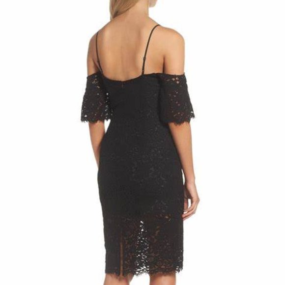 Bardot Black Lace Dress Women's Size 4 Cold Shoulder Party Cocktail Formal - Picture 2 of 11